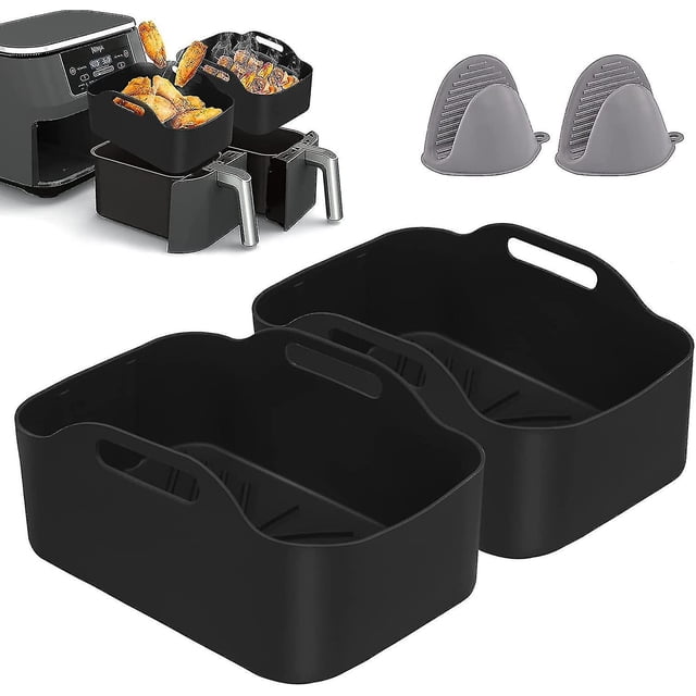2 ollas de silicona LIUXGMXG para freidoras de aire dobles accesorios horno y microondas