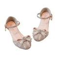 thumbnail image 2 of Piuwrlz Children's Closed Toe Sandals Girls Glitter Crystal Shoes Lace-Up Dress Flats Pink Size 4 Years, 2 of 6