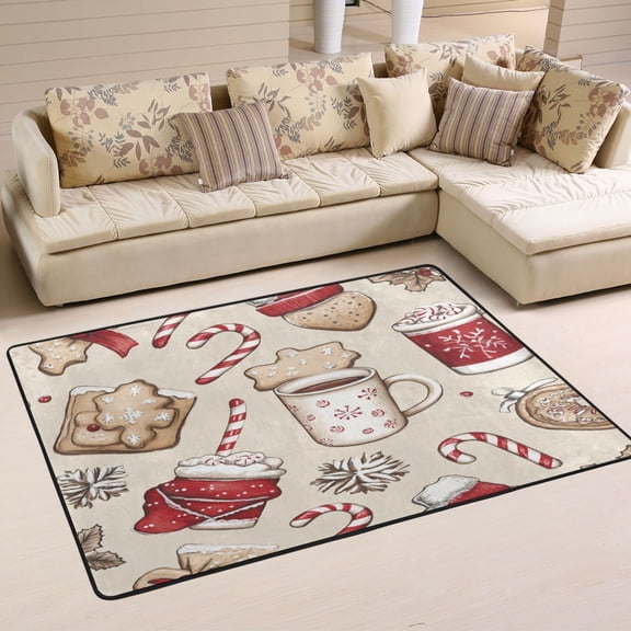 Holiday Themed Treats Soft Polyester Area Rug 36''x24'', Non Slip, Memory Foam, Water Absorbent