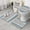 Blue Geometric Striped, variant on Blue Boho Abstract and Plant Pattern Bathroom Rugs Sets 3 Piece,Toilet Cover Set,Absorbent Non Slip Bathroom Mats Sets with U-Shaped Contour Rug Toilet Rug Set