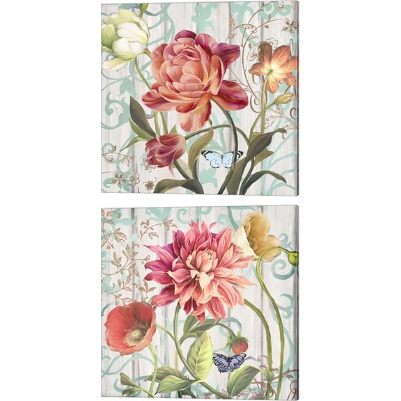 Great Art Now Rose & Dahlia Refresh by Art Licensing Studio 2 Piece Canvas Art Set Each 14W x 14H