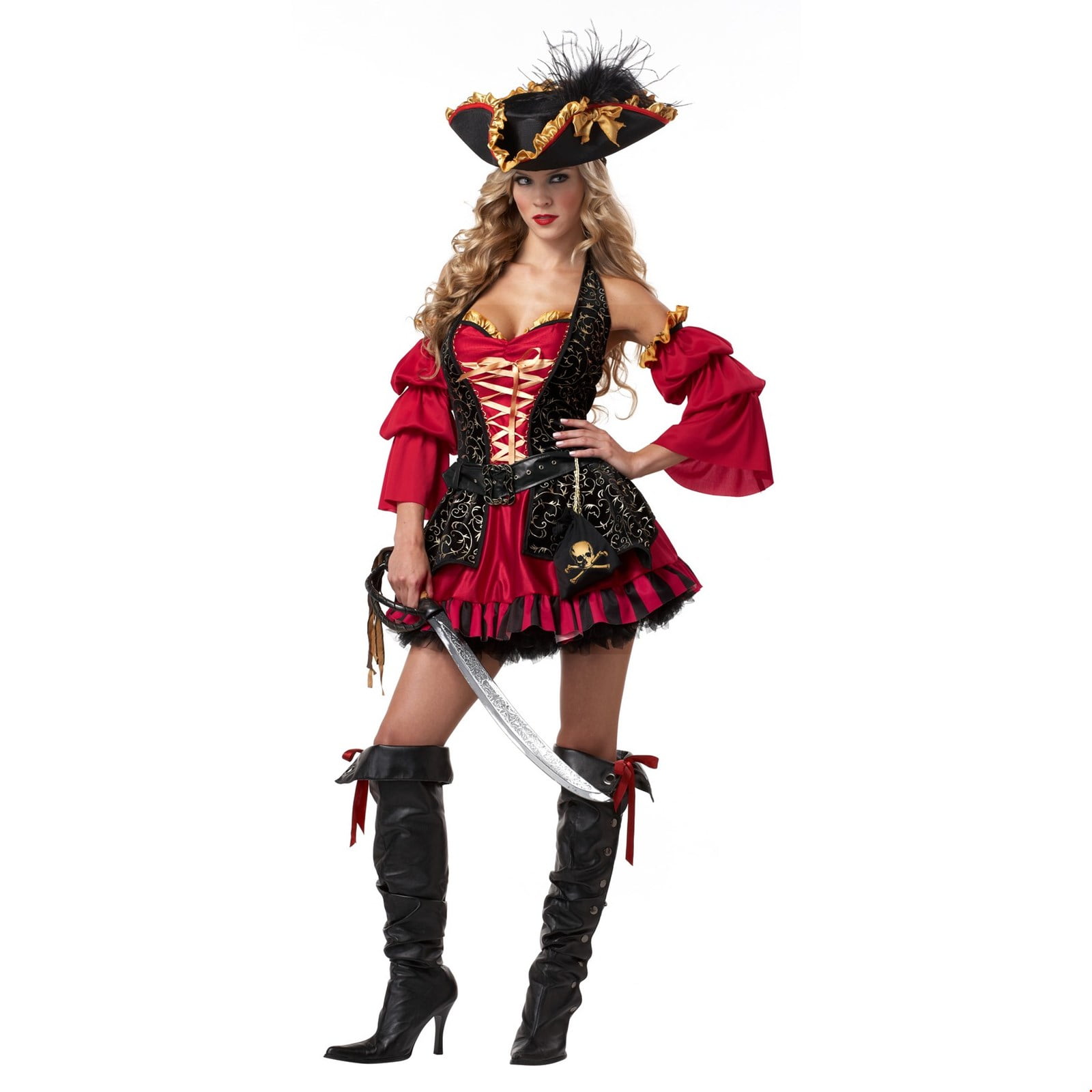 Deluxe  Sequin Feather Eye Patch Pirate renaissance Halloween Costume  Free ship 