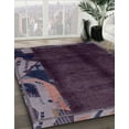 thumbnail image 3 of Ahgly Company Machine Washable Indoor Round Abstract Viola Purple Area Rugs, 6' Round, 3 of 7