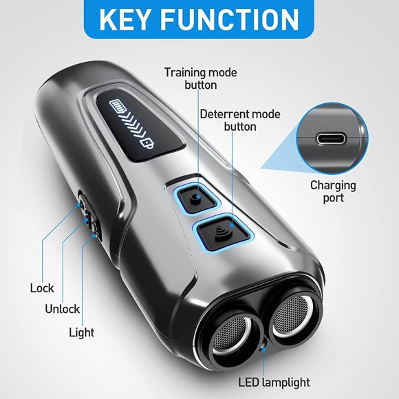 Riforla Dog Barking Control Device with Sensors for Barking Equipped with Training/deterrence Mode Dog Whistle Stops Barking and Dog Barking Pet Others Grey