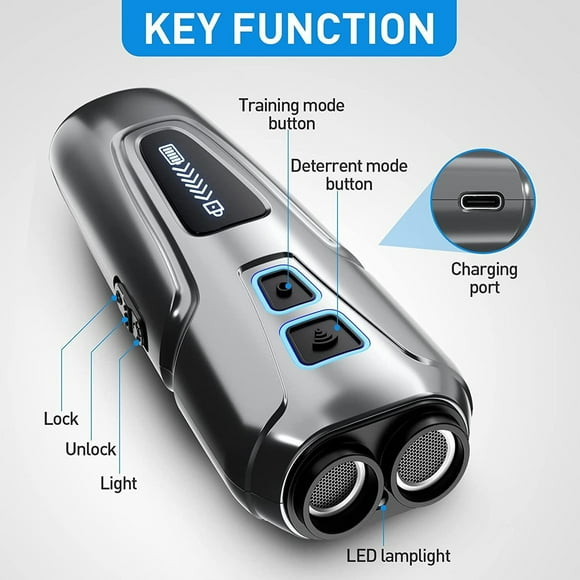 Riforla Dog Barking Control Device with Sensors for Barking Equipped with Training/deterrence Mode Dog Whistle Stops Barking and Dog Barking Pet Others Grey