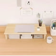 thumbnail image 4 of Adjustable Wood Monitor Stand Riser for Computer Screen, Ergonomic Height Elevation Base for Desk with Storage Shelf for Home Office, 4 of 6
