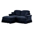 thumbnail image 2 of Elegant Mid Century Large Two Seater Modular L Shaped Sofa Couch with Flared Arms and Removable Ruffles Pleats Skirts and Spindle Legs, Comfy Chenille Loveseat Sofa with Movable Ottoman,Blue, 2 of 22