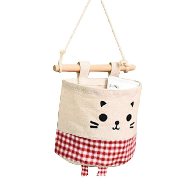 Grid Stackable Hanging Storage Bag, Polyester, Cartoon Design, Door-Back Mount, for Toys/Stationery