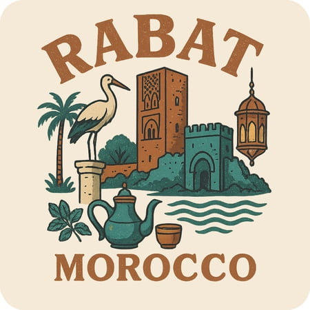 Rabat Morocco Keepsakes Souvenir Vinyl Sticker – Destination Travel Keepsake Collectible (3-Inches Wide)