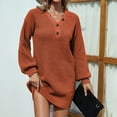 thumbnail image 2 of Fesfesfes Women Dress Casual Solid Pullover Long Sleeve V-Neck Sweater Kness-High Dress Sale Tops on Clearance, 2 of 6