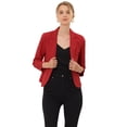 thumbnail image 1 of Chaqueta abierta de la chaqueta del traje de la cosecha del trabajo de la oficina del frente de las mujeres Rojo Sólido S, 1 of 5
