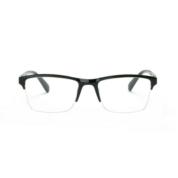1 Pack Mens Womens Unisex Square Half Frame Reading Glasses Black Spring Hinge Readers  1.00