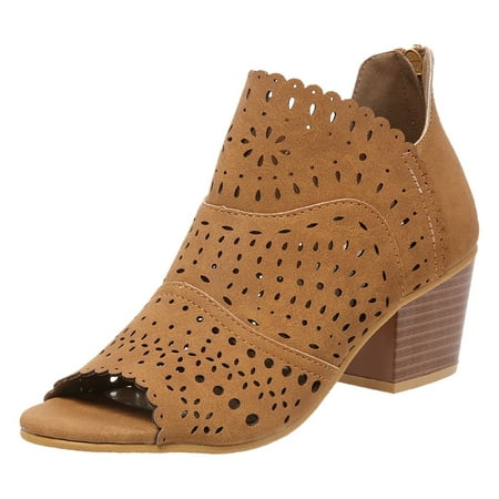 

YUHAOTIN Female Black Sandals for Women Dressy Women Shoes Thick Heeled Sandals Fashionable Open Toed Fish Mouth Sandals Boho Sandals for Women 2024 Closed Toe Sandals Women