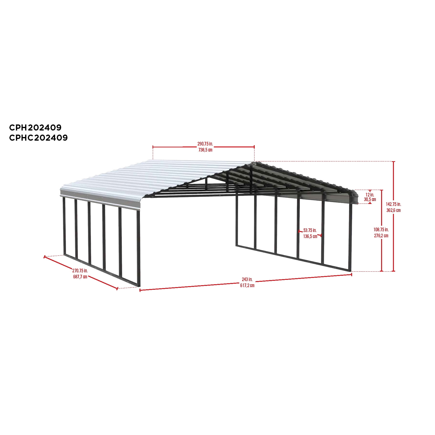 Arrow 20 x 24 x 9 ft Eggshell Carport