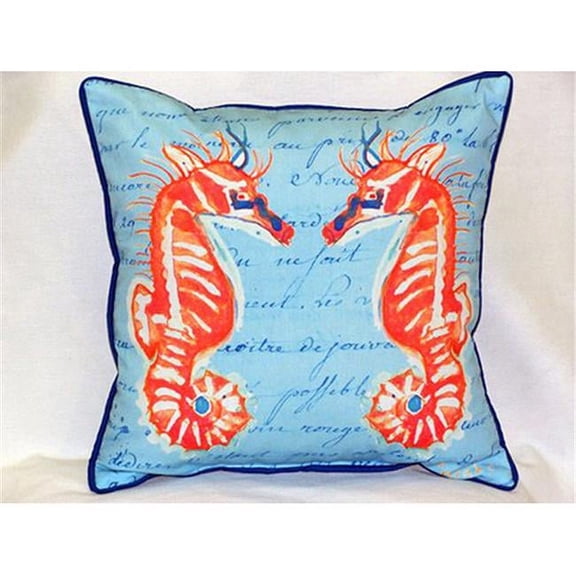 Coral Sea Horses - Blue Large Indoor-Outdoor Pillow 16 in. x 20 in.
