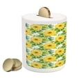 thumbnail image 2 of Yellow Flower Piggy Bank, Blooming Ranunculus Gardening Bedding Plants Leaves Watercolor Art, Ceramic Coin Bank Money Box for Cash Saving, 3.6" X 3.2", Yellow Fern Green, by Ambesonne, 2 of 4