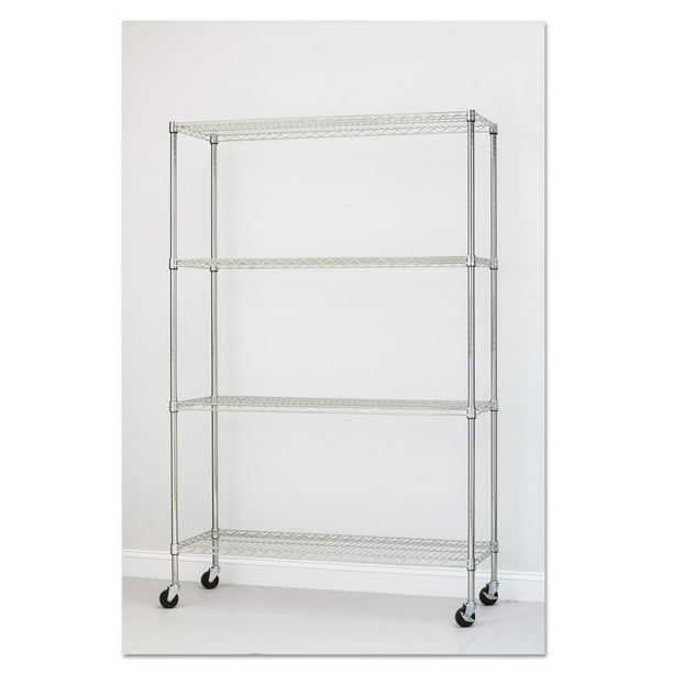 Alera Complete Wire Shelving Unit With, Steel Wire Shelving Unit With Casters