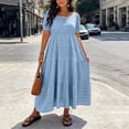 thumbnail image 5 of Horkkom Maxi Dresses for Women Plus Size Summer Short Sleeve Tiered Dress Casual Loose Beach Long Dresses XXL, 5 of 10