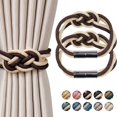 thumbnail image 1 of 2 Pack Strong Magnetic Curtain Tiebacks Upgrade Nordic Simple Style Drape Tie Backs Double Color Weave Rope Knot Decorative Curtain Holdbacks For Home, 1 of 5