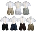 thumbnail image 1 of 3pc Set BoyToddler Formal Party Champagne Necktie White Black Khaki Shorts S-4T, 1 of 2