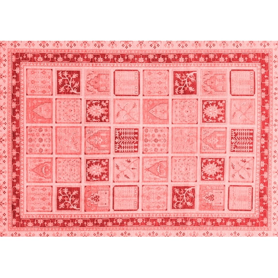 Ahgly Company Machine Washable Indoor Rectangle Oriental Red Modern Area Rugs, 2' x 4'