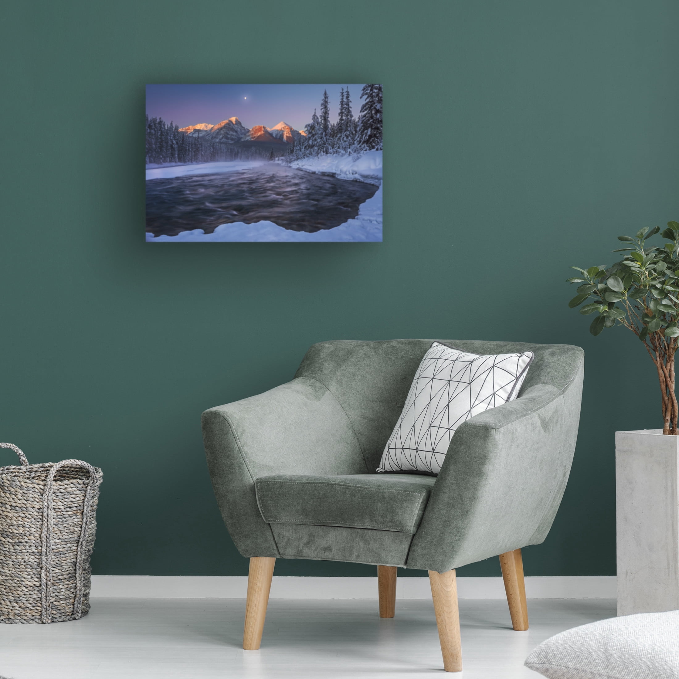 Canvas Wall Art - Andy Hu 'Winter Canadian Rockies' Wall Art for Living Room, Bedroom, or Office Décor by Trademark Fine Art - 19 x 12 Inches