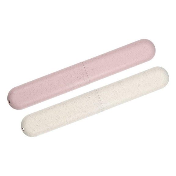 Vocoste 2 Pcs, Traveling Toothbrush Holders Case, PP Toothbrush Case for Travel Business, Beige, Pink, 8.07"x1.22"x0.83"