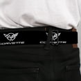 thumbnail image 4 of GM General Motors Belt, Seatbelt Buckle Belt, Corvette Black Silver Repeat, 30 to 44 Inches, 4 of 9