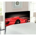 thumbnail image 2 of Cars Headboard, Rear View of a Futuristic Sports Car Motion Power Transportation Vehicle Sublime Theme, Upholstered Decorative Metal Bed Headboard with Memory Foam, Twin Size, Red Black, by Ambesonne, 2 of 4