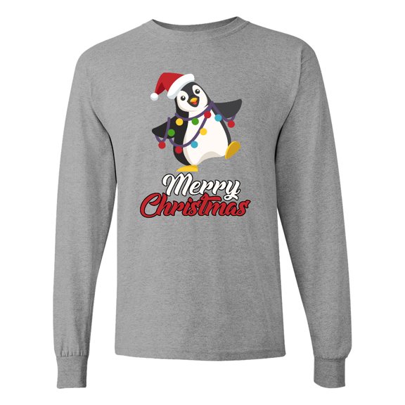 Inktastic Merry Christmas Penguin Long Sleeve T-Shirt