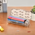 thumbnail image 7 of Plastic Pencil Box Large Capacity Pencil Boxes Clear Boxes with Snap-Tight Lid Stylish Office Supplies Storage Organizer Box Cute Brown Bow, 7 of 7