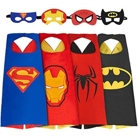 HRBB Cape and Mask Set of 4 Different Superhero Dressing Up Costumes for Kids