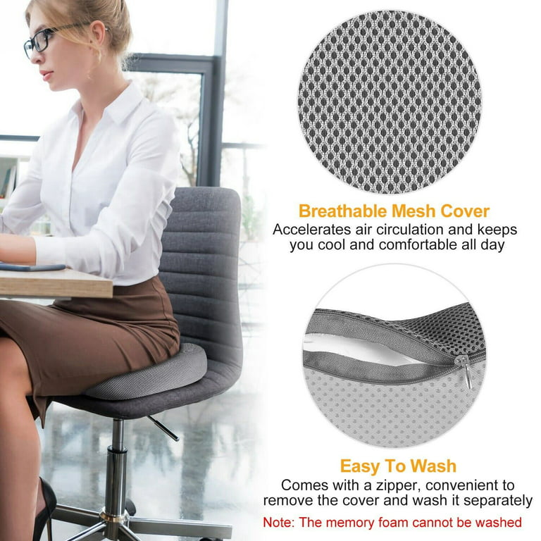 Seat Cushion Pillow for Office Chair - Memory Foam Firm Coccyx Pad -  Tailbone, Sciatica, Lower Back Pain Relief 