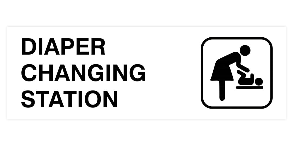 Basic Diaper Changing Station Door / Wall Sign White Medium
