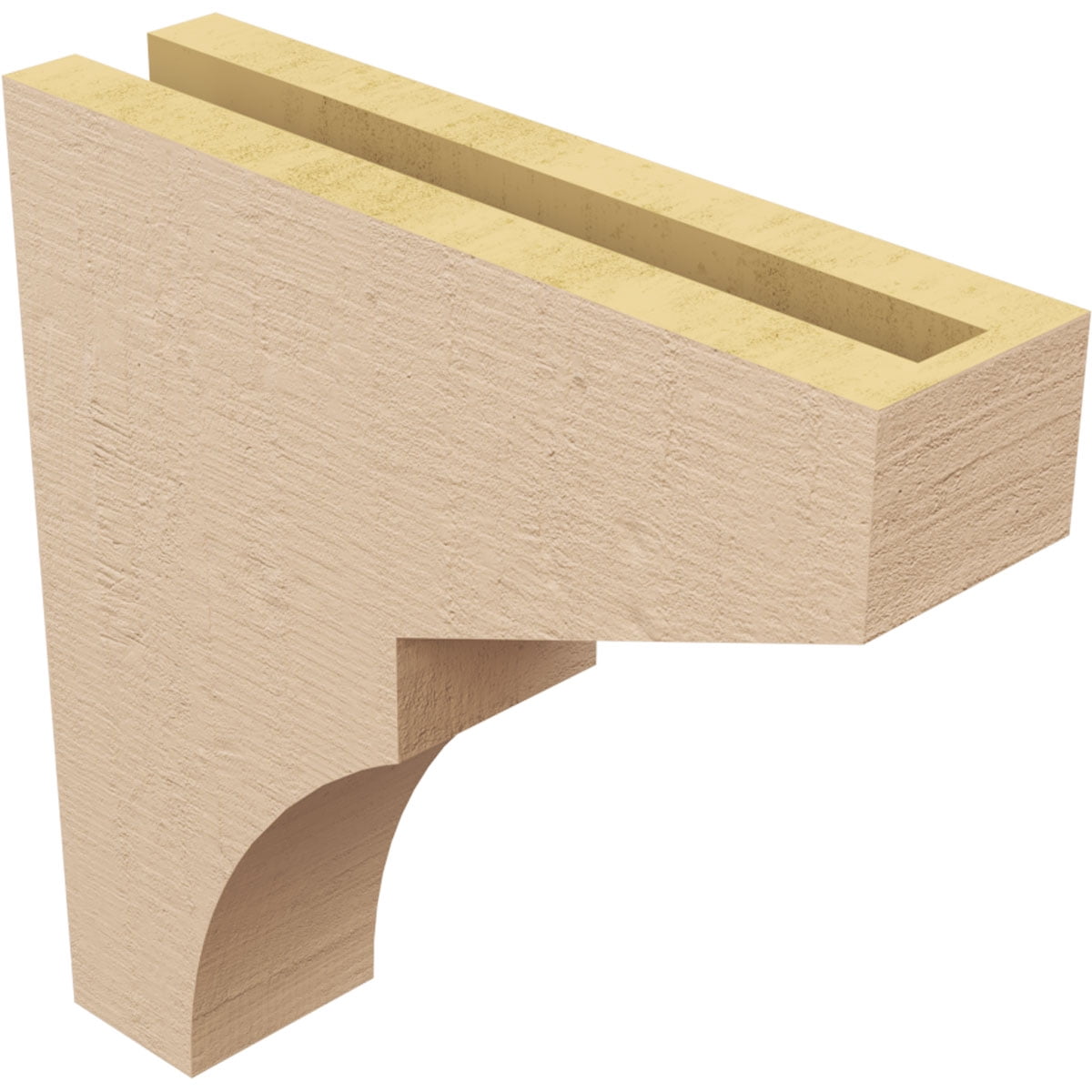 3"W x 12"D x 12"H Thin Monterey Rough Cedar Woodgrain TimberThane Corbel, Primed Tan