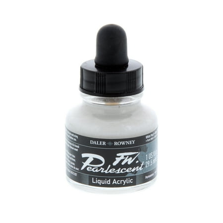 Liquid Pearls 1 Oz Bottle - Daler-Rowney FW Pearlescent Liquid Acrylic, 1 oz. Bottle, White Pearl