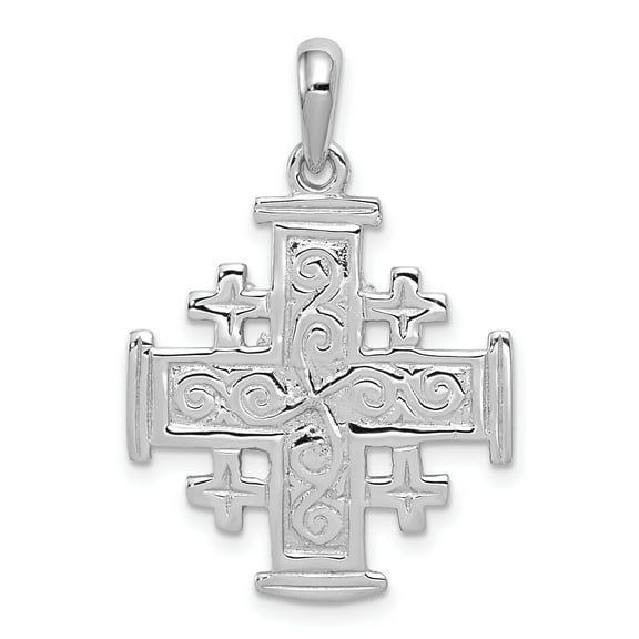 14K White Gold Jerusalem Cross Pendant Jewelry