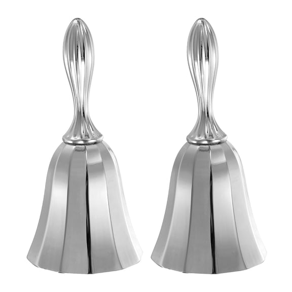 Hand Bell, 2pcs Dinner Bell Call Bell Vintage Metal for Dinner Service Church Christmas, Silver