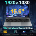 thumbnail image 2 of 15.6" IPS FHD Laptop, Office 2024, Windows11 Pro, 8GB RAM 256GB SSD, Intel Core i3, Backlit Keyboard Fingerprint Reader, Thin and Light 2026 NEW Notebook PC computer for Study and Work, Silver, 2 of 7