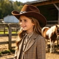 thumbnail image 2 of Ccpelsie Kids Cowboy Hat for Boy and Girl Classic 2-14 Years Cowboy Cowgirl Hat with Buckle Belt Coffee,3-15 Years, 2 of 9