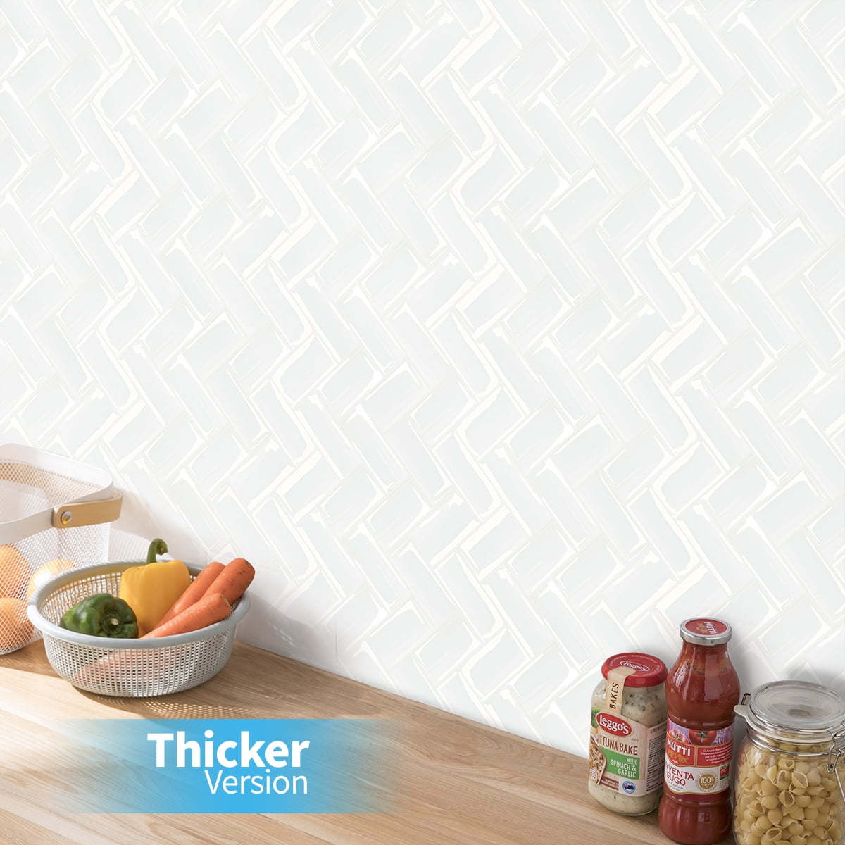 Art3d Herringbone Peel and Stick Backsplash Tiles (10 Tiles, Thicker Version)