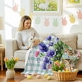 thumbnail image 4 of Throw Blanket Fleece Throw Blanket 50x60in, Spring Easter Bunnies Soft Lightweight Bed Blankets Country Flowers Blue Plaid Fuzzy Couch Blankets for All Season, 4 of 9