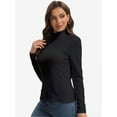 thumbnail image 3 of Women's Long Sleeve Mock Turtleneck Tops Casual Slim Fitted Lightweight Under Layer Pullover Shirts, 3 of 6