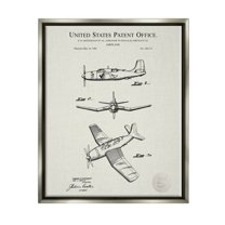 Stupell Industries Detailed Plane Aircraft Chart Graphic Art Luster Gray Floating Framed Canvas Print Wall Art, Design by Karl Hronek
