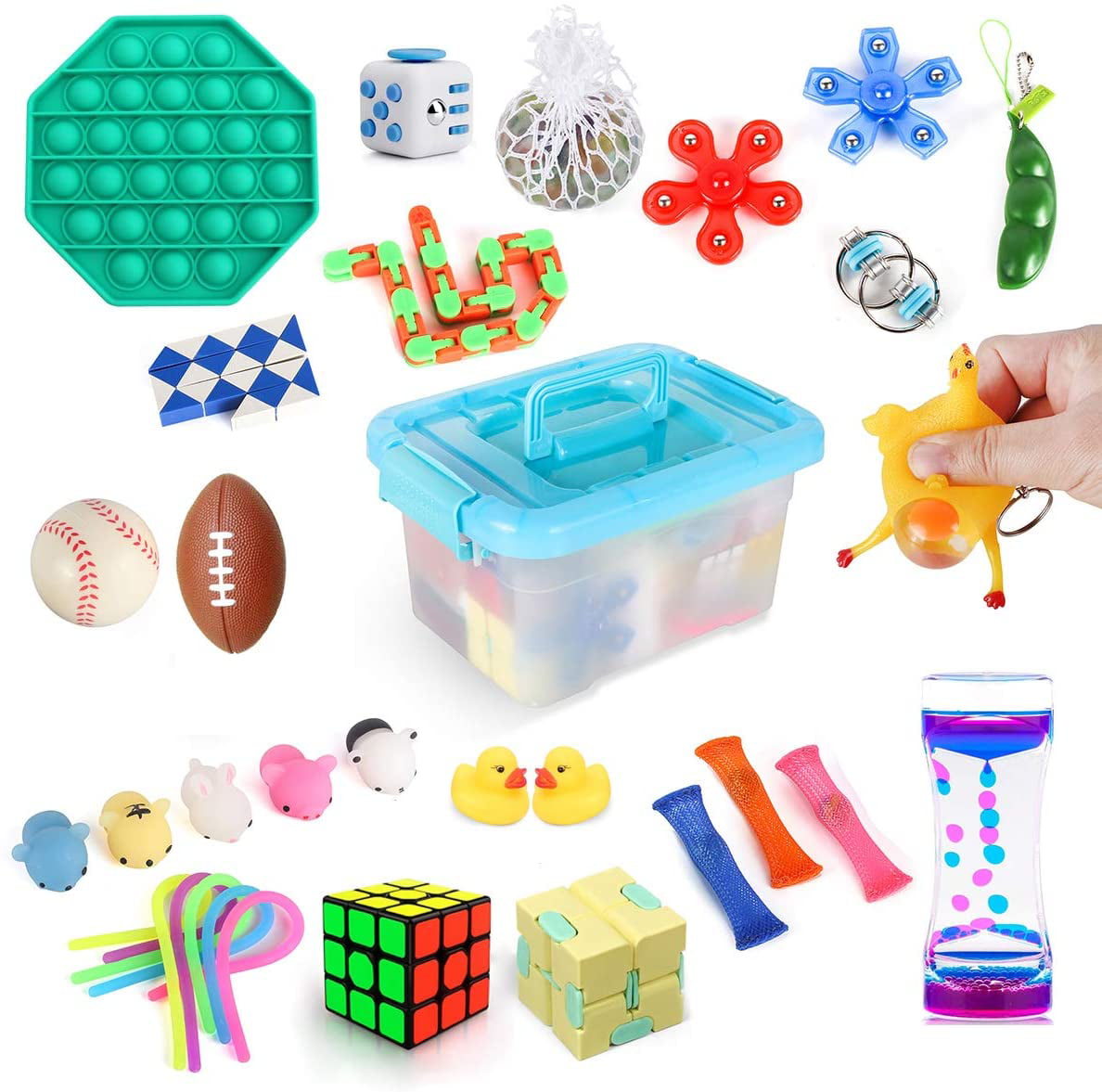 Mini Simple &Dimple Infinite Cube Squeeze Bean Toys Bundle for Kids Adults HANGYUAN 20Pcs Fidget Toys Packs Snappers Cheap Sensory Fidget Toys Kit with Pop Bubble 