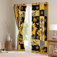 thumbnail image 3 of Manfei Rustic Sunflower Floral Curtains Pack of 2 (42x84 Each), Vintage Patchwork Curtains Blackout, Black Gold Buffalo Bedroom Curtains, Window Curtains Home Decor, 3 of 6