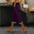 thumbnail image 2 of iHPH7 Women's Linen Capri Pants, Lightweight Casual Summer Pants with Drawstring Elastic Waist (S-3XL), 2 of 7