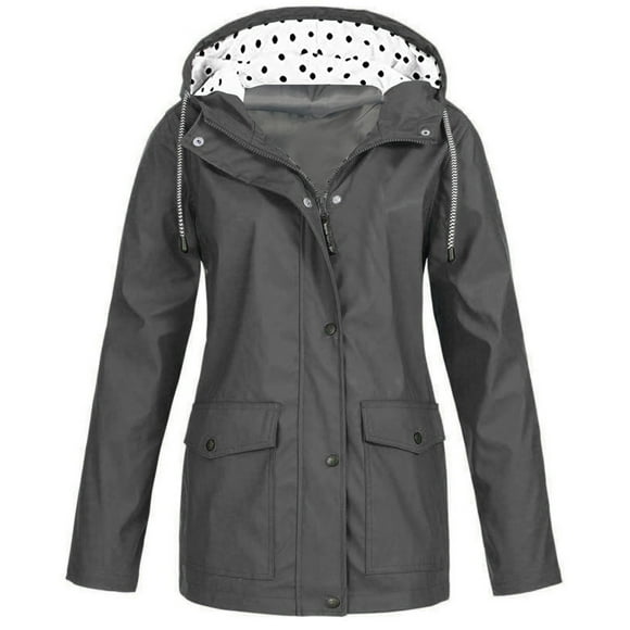 FNFYFH Rain Jacket for Women Fleece Lined Hooded Water Resistant Winter Hiking Windbreaker Jackets Waterproof Coat with Zip Black S-5XL Clearance Deals