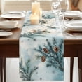 thumbnail image 3 of Blue Christmas Table Runner 90 Inches Long, Cotton Linen Table Runner Dresser Scarf, Xmas Botanical Pine Cones Fabric Tablerunners for Dining Coffee Tables Wedding Holiday Party 13"x90", 3 of 9