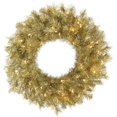 thumbnail image 1 of Vickerman A147737LED 36 in. Gold & Silver Tinsel Wreath with 100 Warm White LED Light, 1 of 2
